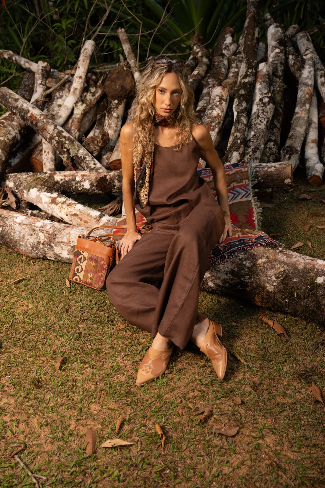 Calça Pantalona Charlotte Marrom Galic